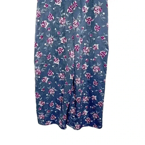 Honey Belle Grey and Pink Floral Satin Jumpsuit Women's Size M - Picture 3 of 9